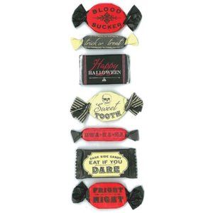 MARTHA STEWART 20pc HALLOWEEN VAMPIRE CANDY + BATS/CANDELABRAS/CHAIRS STICKERS